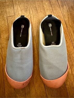 mahabis Gray Mesh Summer Slippers with Pink Soles - size 40